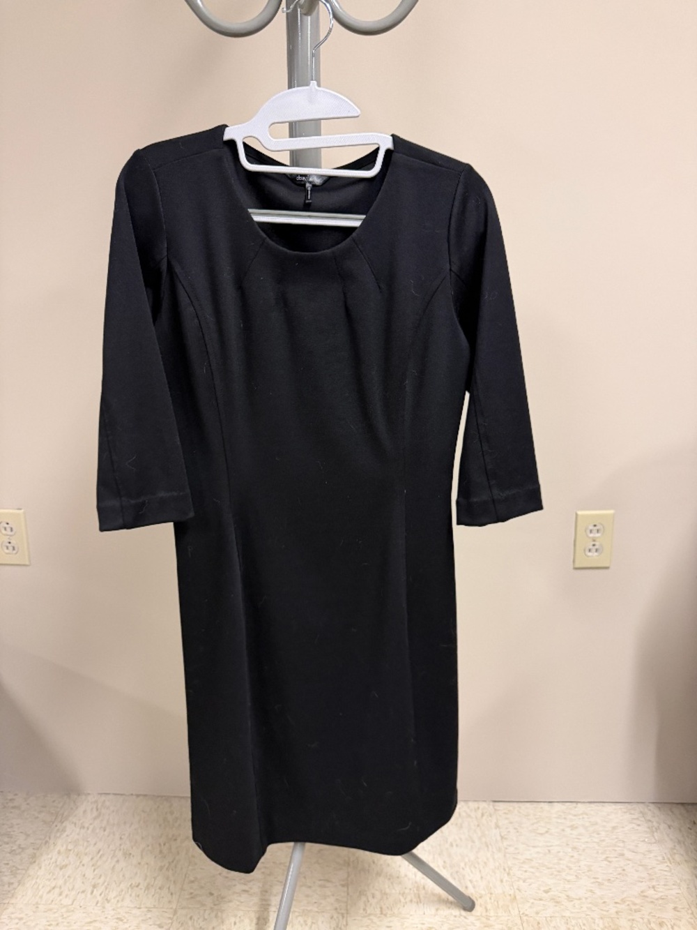 Daisy Fuentes Pullover 3/4 Sleeve Midi Dress Black Size Small